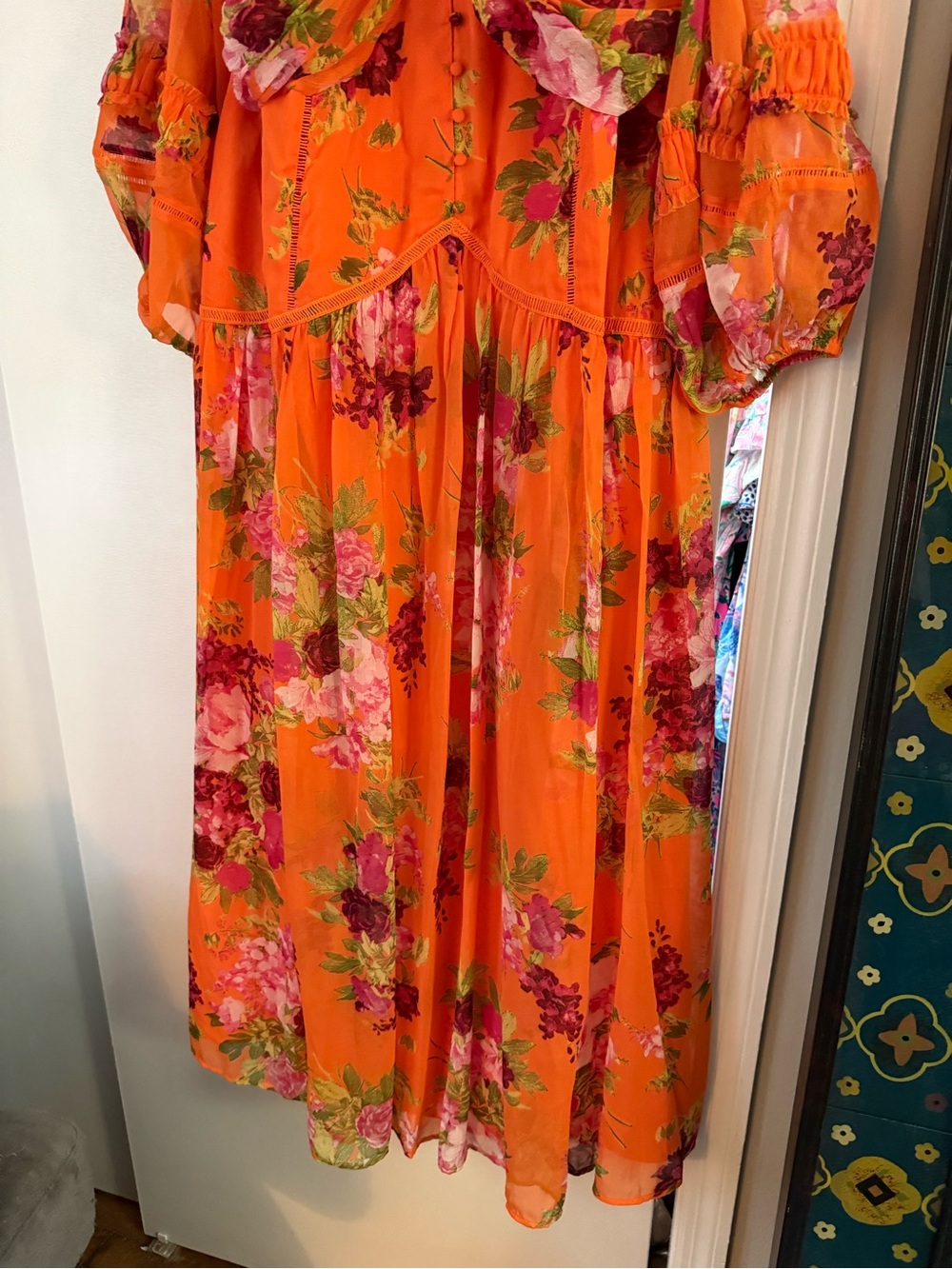 ASOS Orange Floral Print Occasion Maxi Dress - Picture 2 of 12